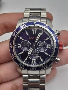 Red Line Men's Analog Quartz Watch Chronograph Dark Blue Dial New Battery Works - Picture 1 of 16
