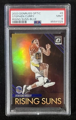 Stephen Curry 2023-24 Donruss Optic Rising Suns #6 BLUE Prizm /49 PSA 9 Mint - Image 1 of 2