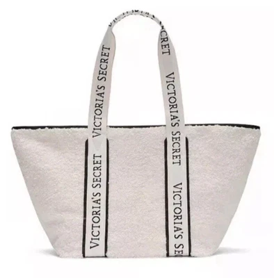 Bolso de Mano Grande Victoria's Secret Marfil Sherpa Imitación Piel Felpa ~ Cremallera Superior ~ ¡NUEVO! Foto 1 de 4