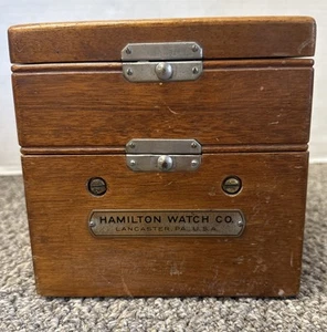 1943 US Navy Hamilton Mounted Chronometer Watch 21 Jewel Mahogany Box WORKING - Picture 1 of 11