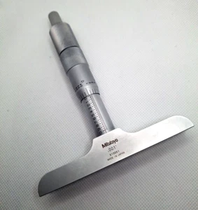 MITUTOYO DEPTH MICROMETER NO. 129-132 DMC 4-6"  0-6" 4" BASE - Picture 1 of 8