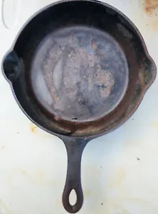 Antik Puritanisches Gusseisen #5 15oz Bratpfanne Braten Kochgeschirr TOP FORM - Bild 1 von 8