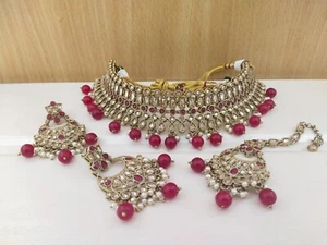 Indischer Schmuck Bollywood ethnisch Mehandi plattiert Geburtstag Party Kleidung Choker Set - Bild 1 von 1