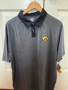 Rivalry Threads 91, IOWA HAWKEYES Mens Polo XL, Gray/Black, Breathable blend NEW - Picture 1 of 8
