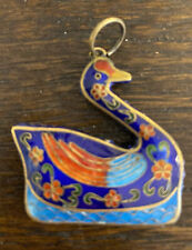 Vintage Cloisonne 1-1/2" Swan pendant hand crafted in China circa 1970