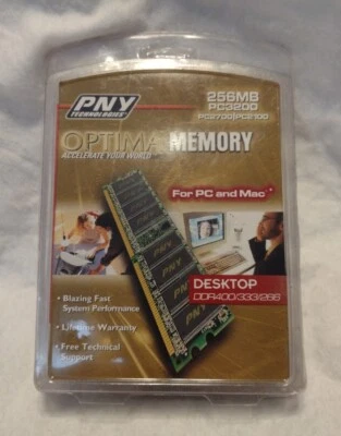 PNY PC-3200 256 MB DIMM 400 MHz DDR SDRAM Memory (D256MPC32OPT) - Image 1 of 3