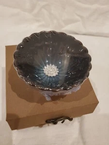 Tenmokus Yoga Meditation Japaneese Kiln Fired Green Tea Cup Silver Lotus NEW - Picture 1 of 3