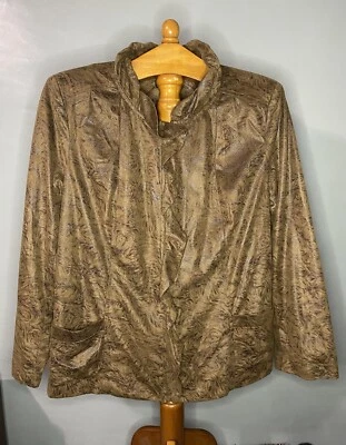 Elementz SZ 2X Women’s  Soft Brown Faux Suede Ruffle Full Zip Lined - Image 1 of 4
