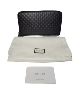 Authentic MICRO GUCCISSIMA Black leather Envelope Wallet Accessories NEW - Picture 1 of 6