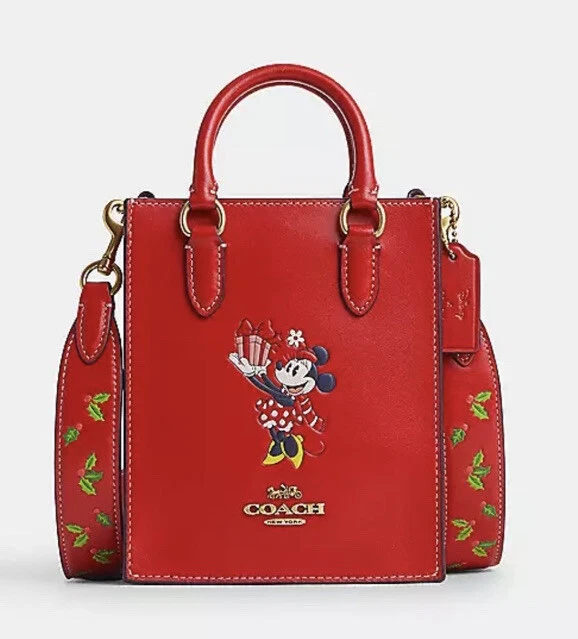 Disney x Coach north south mini tote Minie Mouse electric red CN022