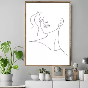 Minimal Frau Gesichtslinie Kunst Geschenk Wandkunst Druck POSTER/LEINWAND Retro Vintage - Bild 1 von 3