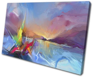 Oil Painting Boat Sailing Landscapes SINGLE CANVAS WALL ART Picture Print - Picture 1 of 1