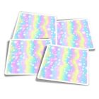 4x Square Stickers 10 cm - Pretty Pastel Rainbow Unicorn Girls  #16791