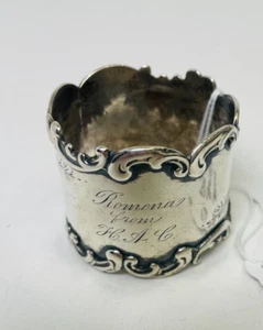 Vintage Sterling Silver Napkin Ring With Engravings - Picture 1 of 5