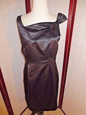 Vestido YOANA BARASCHI Negro Satinado Algodón Seda Vaina Lazo 6 *NUEVO CON ETIQUETAS* Foto 1 de 4
