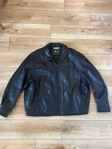 Reed Vintage Leather Jacket Coat Men Size XXL Black Bomber - Picture 1 of 21