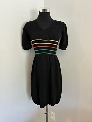 Vestido St. John Vintage Tejido Negro Talla S/M Color Arco Iris Rayas Usado en Excelente Condición! Foto 1 de 4