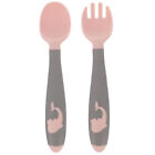  Pink Tpe Curved Fork Spoon Baby Bendable Food Grade Utensils