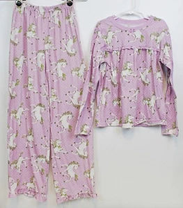 Carter's Kids Girls Purple Unicorn Pajamas 2 Piece Fleece Set Sz 14 Pjs - Picture 1 of 7