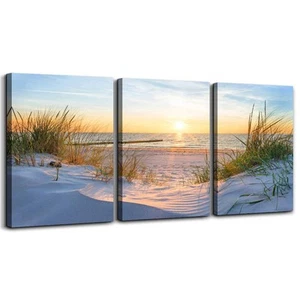 Wall Art For Living Room Wall Decor For Bedroom Poster Blue Sun Beach Grass O... - Picture 1 of 7