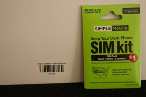 Simple Mobile Bring Your Own Phone Prepaid SIM Kit | 3-in-1 CDMA Sim Card - Picture 1 of 1