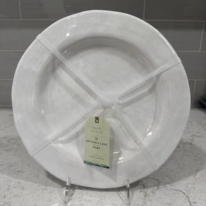 Set 4 RUSTIC WHITE 11” Melamine Indoor Outdoor Dinner Plates ARTISAN DE LUXE New - Picture 1 of 5