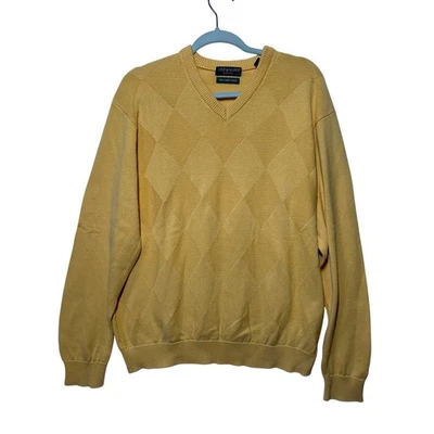 Lyle & Scott Men's Northern Isles Gold Cotton V-Neck Sweater Pullover Size L - Image 1 of 4