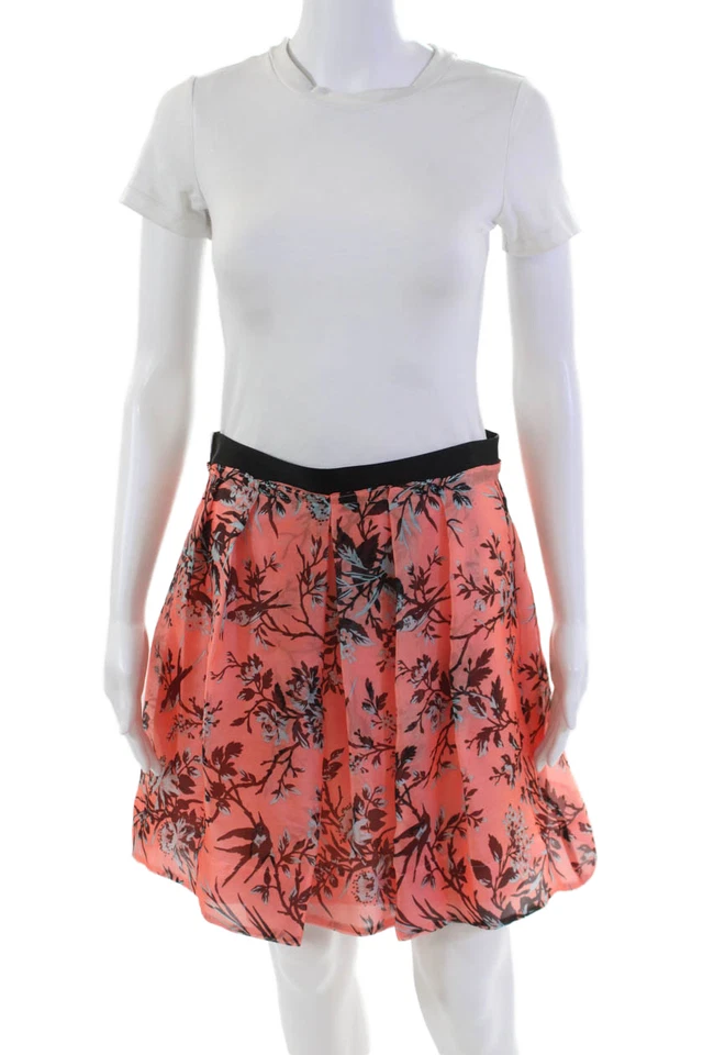 Minifalda Nanette Lepore para mujer con estampado de animales de seda plisada con cremallera rosa talla 6 Foto 1 de 4