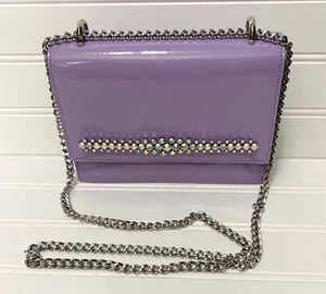 Bolso de Hombro JIMMY CHOO Bing Bohemia Cristal Púrpura Charol Cadena Pequeña - Imagen 1 de 14