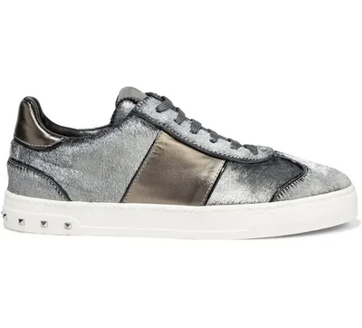 Tênis Valentino Rockstud tamanho 8 metálico designer de cabelo de panturrilha MSRP $895 - Imagem 1 de 4