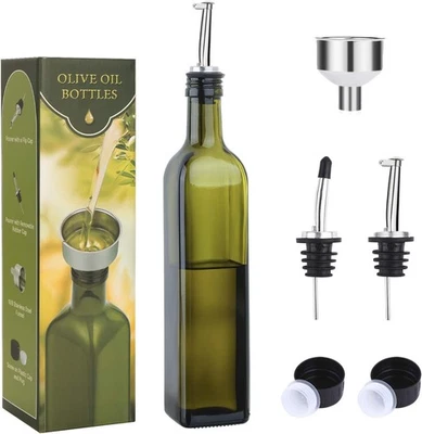 AOZITA 17oz Glass Olive Oil Bottle Dispenser - 500ml 17 Ounces, Dark Green  - Image 1 of 4