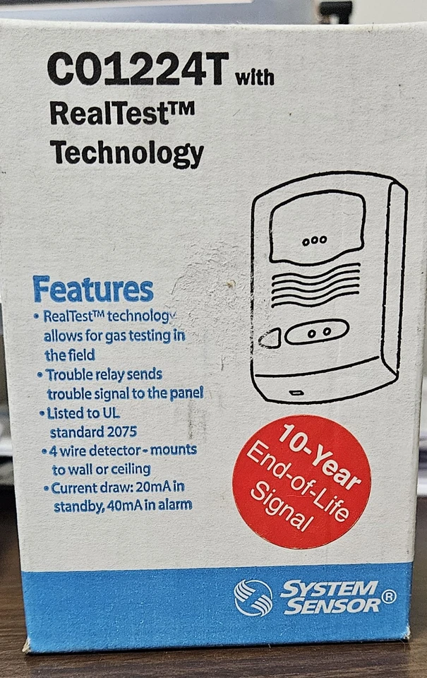 Sistema Sensor CO1224T RealTest Detector de Monóxido de Carbono 12/24V Cableado con Sonda Foto 1 de 1