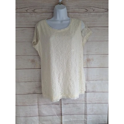 Blusa Van Heusen Feminina Branca - Frente de Renda Floral G Nova Com Etiqueta - Imagem 1 de 4