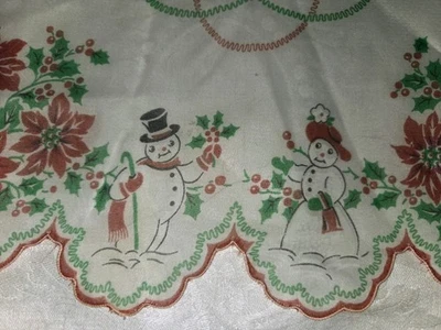 Pañuelo de Navidad vintage Mister & Mrs. muñeco de nieve Foto 1 de 4