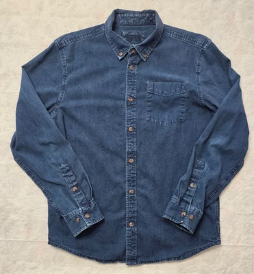 Prana The Brek Mens Slim Fit Organic Cotton Button Down Shirt Medium Blue Denim - Image 1 of 4