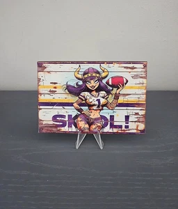 MINNESOTA FOOTBALL SHIELD-MAIDEN "SKOL" 6X4 INCH CANVAS ART BOARD PRINT VIKINGS - Picture 1 of 2