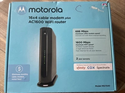 Motorola MG7540 16x4 Cable Modem Plus AC1600 WiFi Router - Image 1 of 4