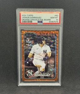Jasson Dominguez 2024 Topps Series 1 Orange Crackle Foil /299 Rookie #60 PSA 10 - Foto 1 di 2