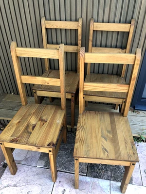 DINING CHAIRS Set of x4 Pine Chairs Collection from West London Good Condition - Image 1 of 4
