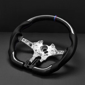 Real carbon fiber Flat Customized Sport Steering Wheel BMW F10 528I W/heatde OEM - Picture 1 of 11