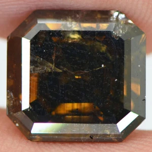 Diamante marrón corte asscher elegante certificado color pulido natural I1 4,46 quilates - Imagen 1 de 10