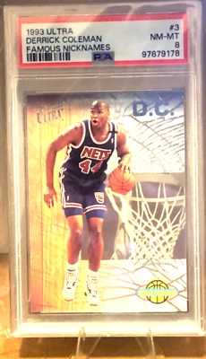 Ultra 1993 - Apodos famosos Derrick Coleman #3 New Jersey Nets PSA 8 Foto 1 de 2