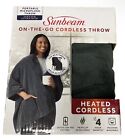 NEW Sunbeam 12268 Cordless, on-the-Go Electric Heated Throw Blanket, Slate Gray