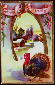 Vintage THANKSGIVING GREETINGS Embossed Postcard, ca 1907-1914 - Picture 1 of 2