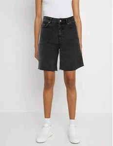 Pantalones Cortos DR DENIM Meja Jean Retro Negro Dobladillo Deshilachado 27 TOTALMENTE NUEVOS - Imagen 1 de 3