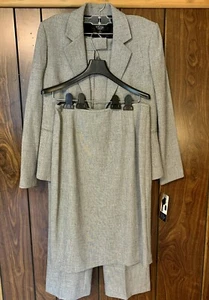 Kasper 3 Piezas Falda Pantalón Traje Mujer Talla 8 Nuevo Con Etiquetas Gris Venta al por menor $160 - Imagen 1 de 12