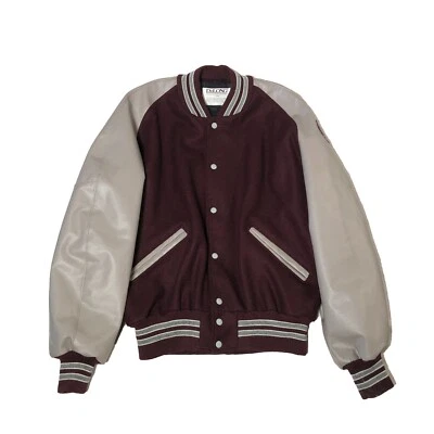 Chaqueta De Colección Delong Para Hombre Talla XL Universitaria Granate Beige Hecha en EE. UU. Foto 1 de 4