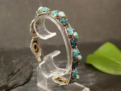 Hübsches 925 Silber Armband Türkis Cloisonne Email Grüner Besatz Schmetterling - Bild 1 von 4