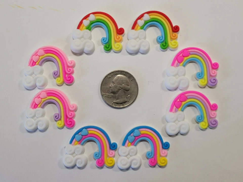 8 Pcs Lot rainbow Flatback PVC Hair Bow Center Supply/DIY accessories  - Image 1 of 1
