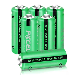 6X PKCELL Rechargeable Batteries 1.2v 2/3AAA Size 400mAh NiMH Battery Button Top - Picture 1 of 7